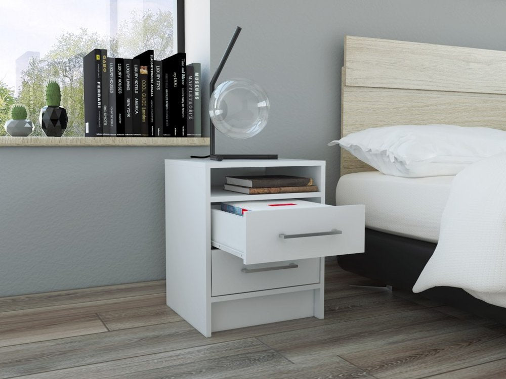 20" Wood Two Drawer Nightstand