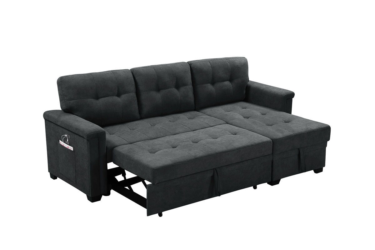 Ashlyn - Sleeper Sectional Sofa Chaise With USB Charger And Tablet Pocket - Dark Gray by Couch.com