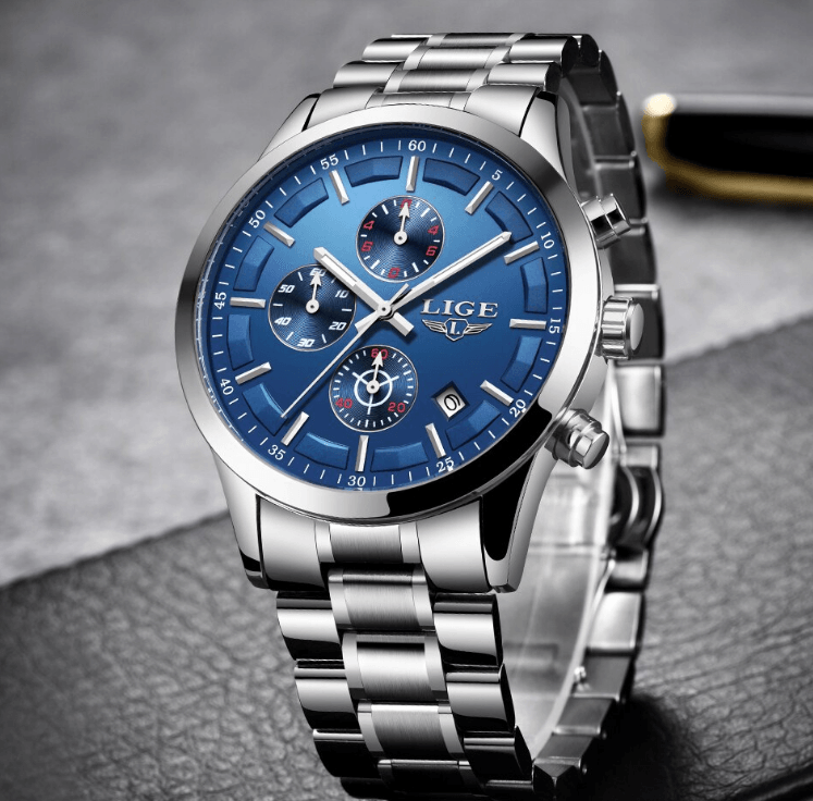 Men's Waterproof Watch With Chronometers And Date Display Unique Design Perfect Gift