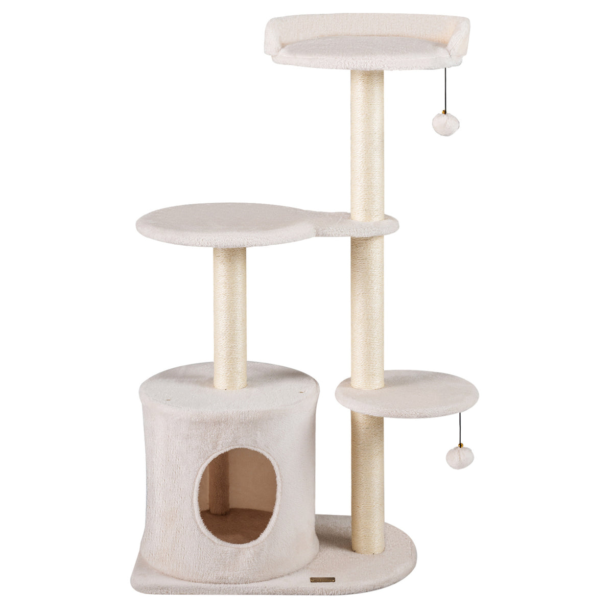 43" Cat Tree for Indoor Cats with Comfy Plush Perches and Sisal Scratching Posts-Beige