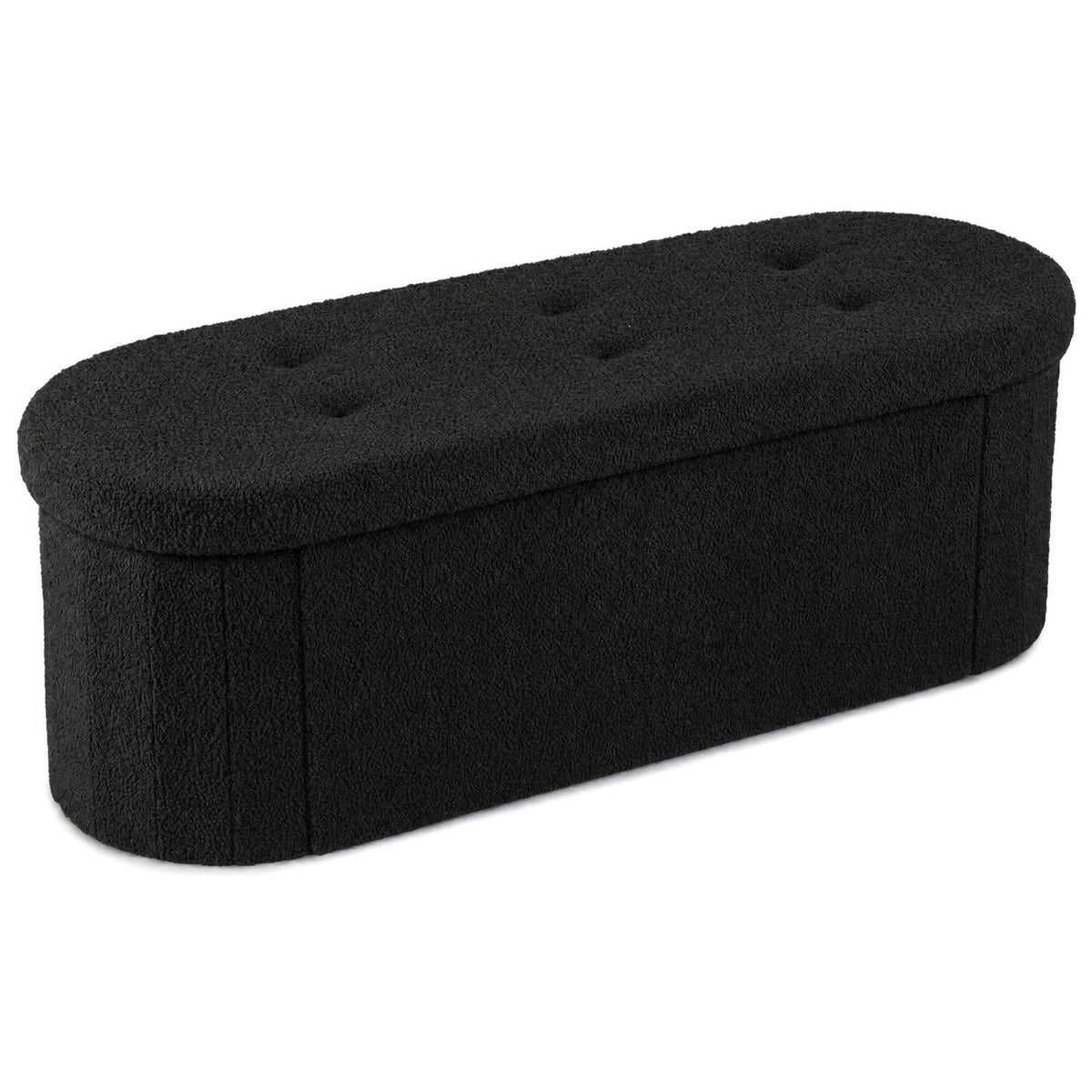 43" Folding Teddy Storage Ottoman Bench with Dividers for Living Room and Bedroom-Black