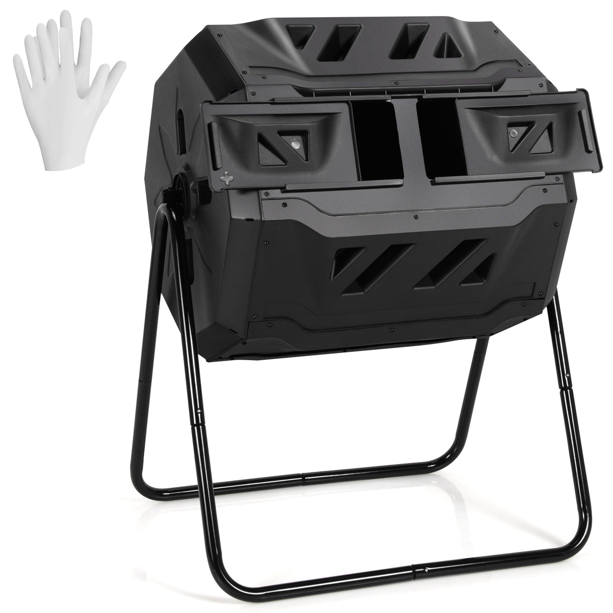 43 Gallon Composting Tumbler Compost Bin with Dual Rotating Chamber