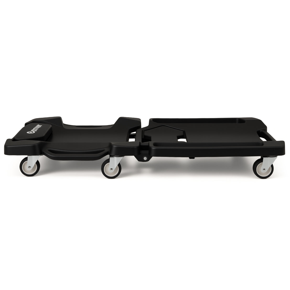 43 Inches Foldable Mechanic Creeper with Padded Headrest and Tool Trays-Black