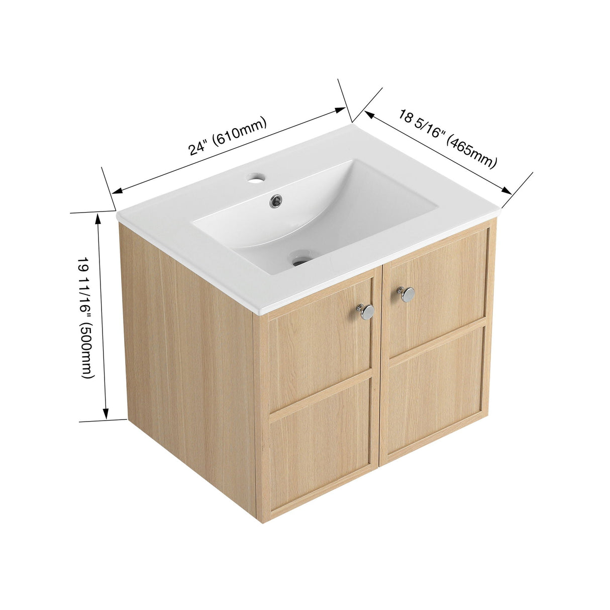 Wall Mounted Bathroom Vanity With Ceramic Sink And 2 Soft Closing Doors by Couch.com