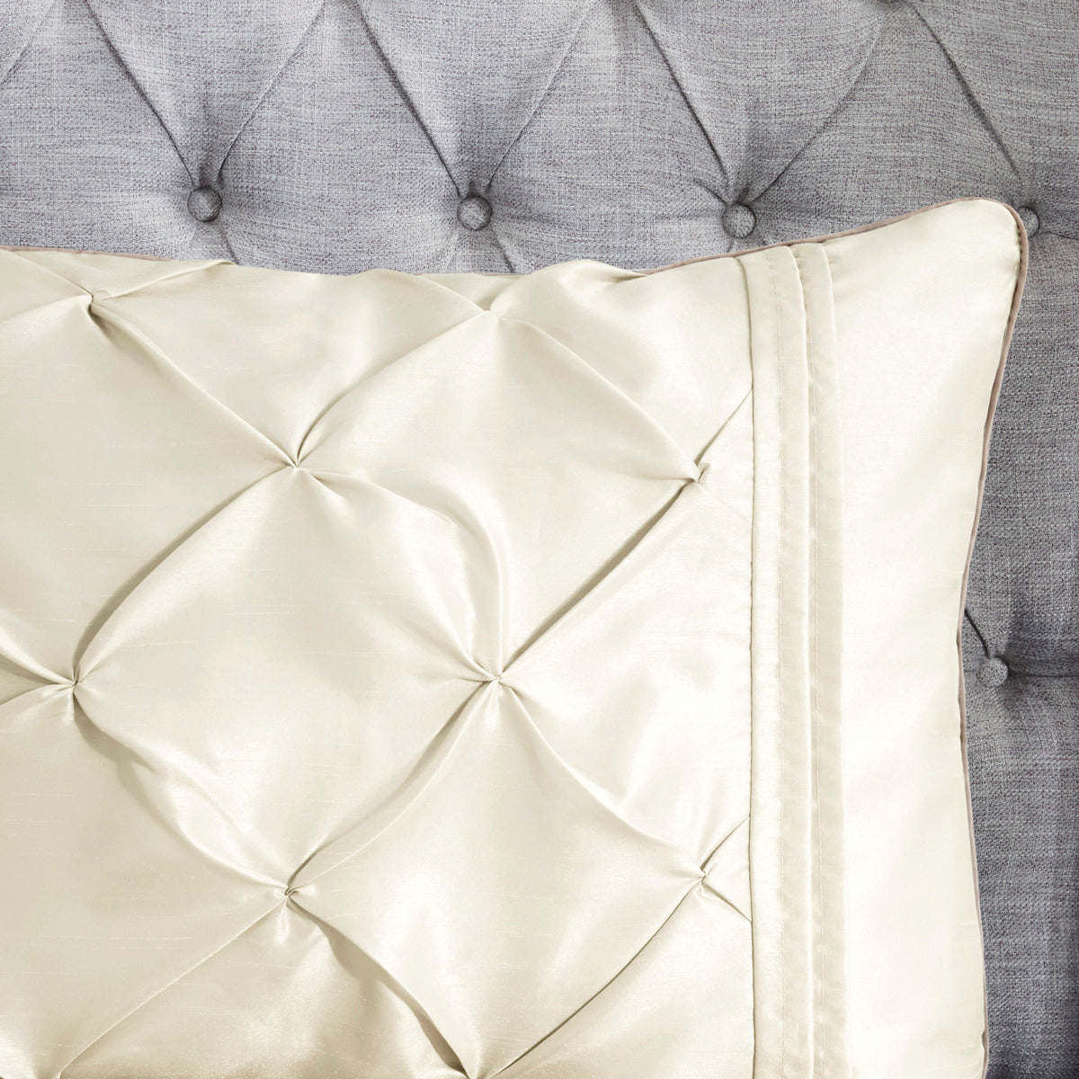 7 Piece Tufted Comforter Set Ivory Cal King