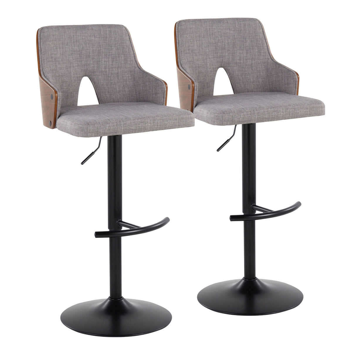 Stella - Contemporary Adjustable Barstool Stool & Swivel With Rounded T Footrest (Set of 2) by Couch.com