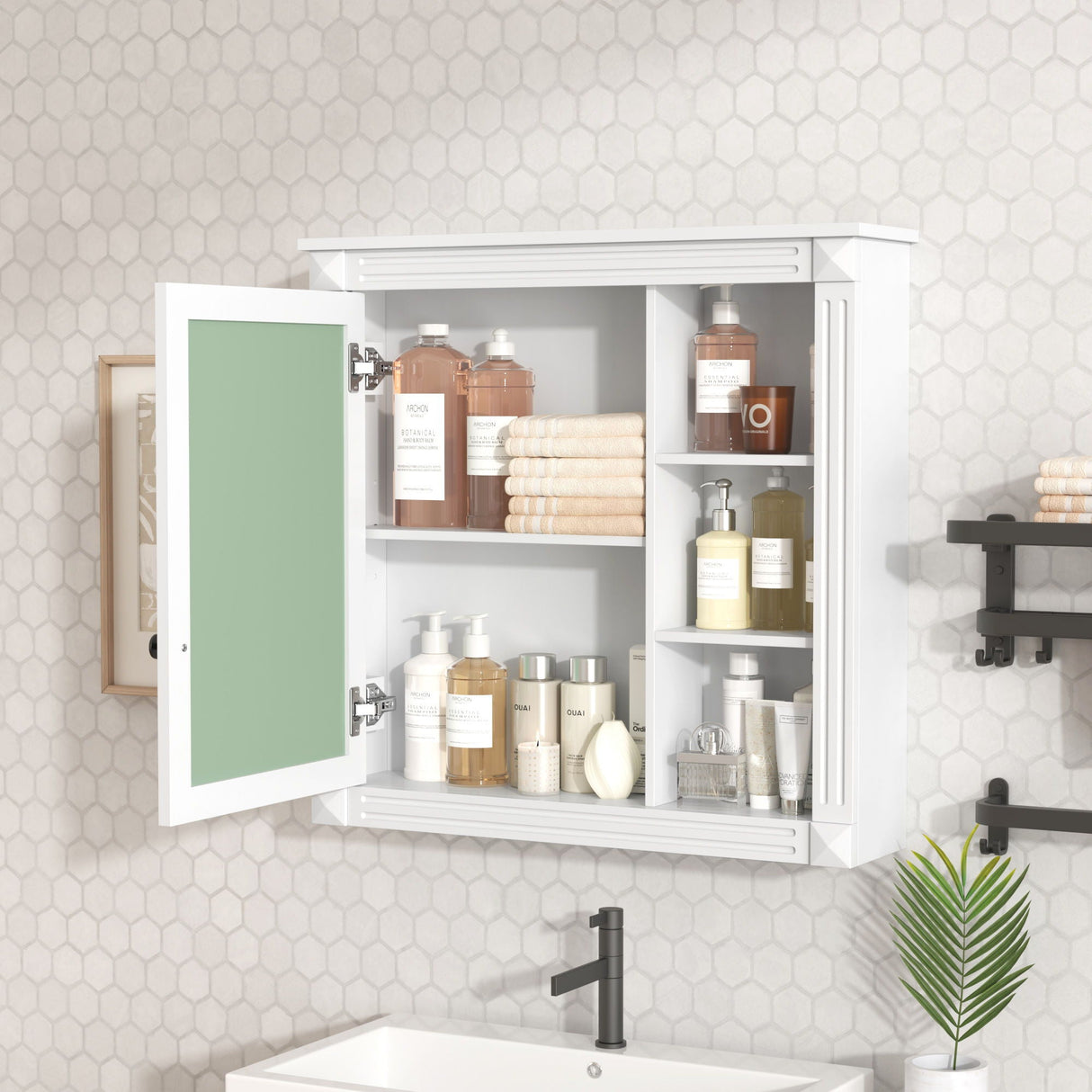 Bathroom Medicine Cabinet With Mirror, Wall Mounted Mirror Cabinet With Storage Organizer, Over The Toilet Storage White Storage Cabinet For Bathroom - White by Couch.com