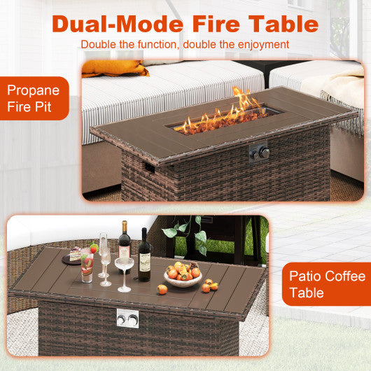 32.5 Inch Propane Fire Pit Table 5000 BTU with Tempered Glass Tabletop-Black