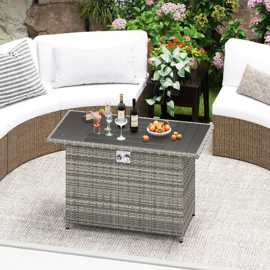 44.5 Inch Propane Fire Pit Table Rattan Gas 2-in-1 with Stainless Steel Burner-Gray