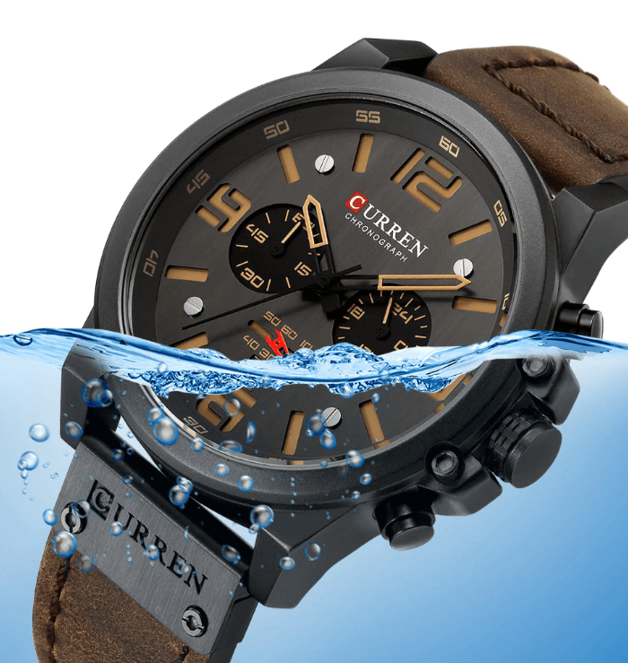 Retro Waterproof Watch With Chronometers Steel Case And Leather Belts Unique Design Excellent Look Perfect Gift For Your Man