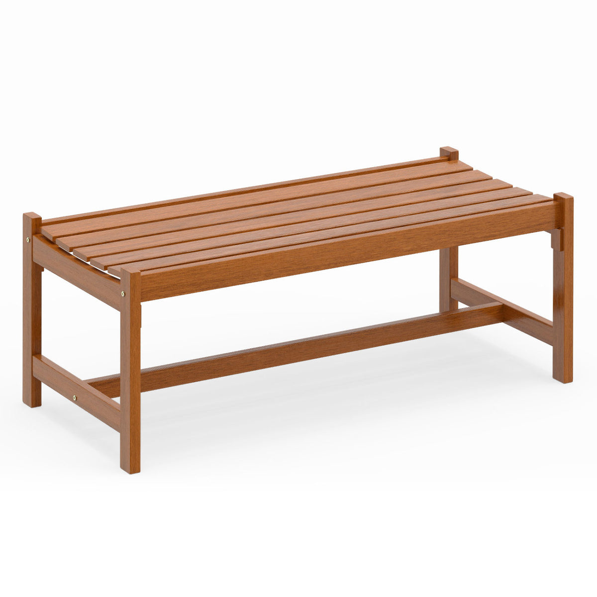 44" Patio Wood Bench Set of 1 Outdoor Solid Hardwood Dining Bench with Teak Oil Finish