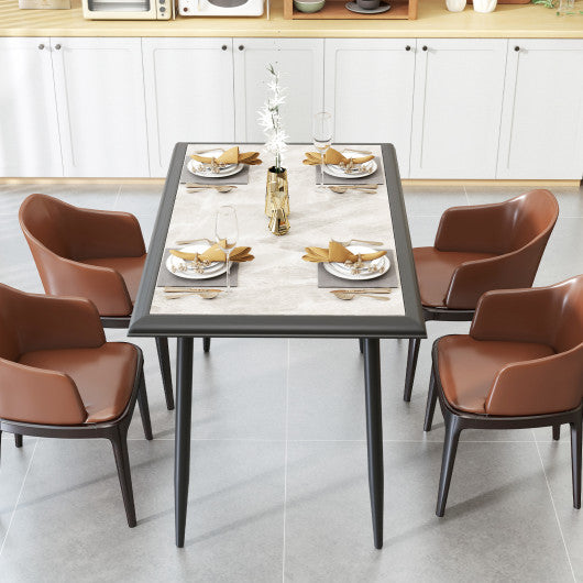 Sintered Stone Dining Table 44" Rectangular Kitchen Table with Metal Frame Indoor Modern Breakfast Table for Living Room Dining Room-Golden