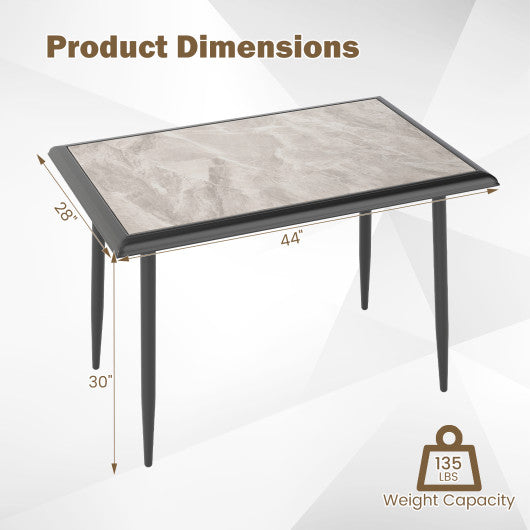 Sintered Stone Dining Table 44" Rectangular Kitchen Table with Metal Frame Indoor Modern Breakfast Table for Living Room Dining Room-Golden