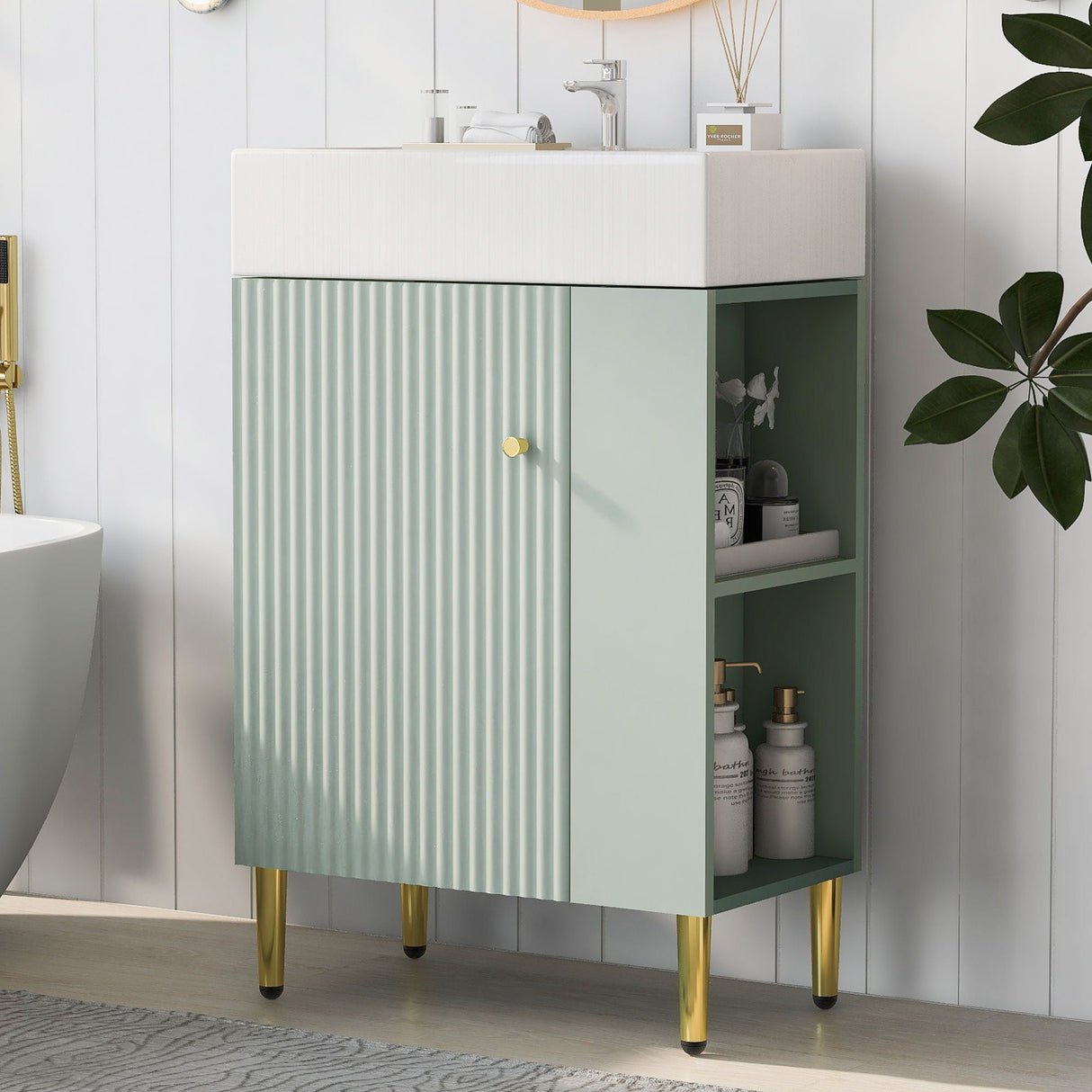 Bathroom Vanity, Combo Cabinet, Bathroom Storage Cabinet, Single Ceramic Sink by Couch.com