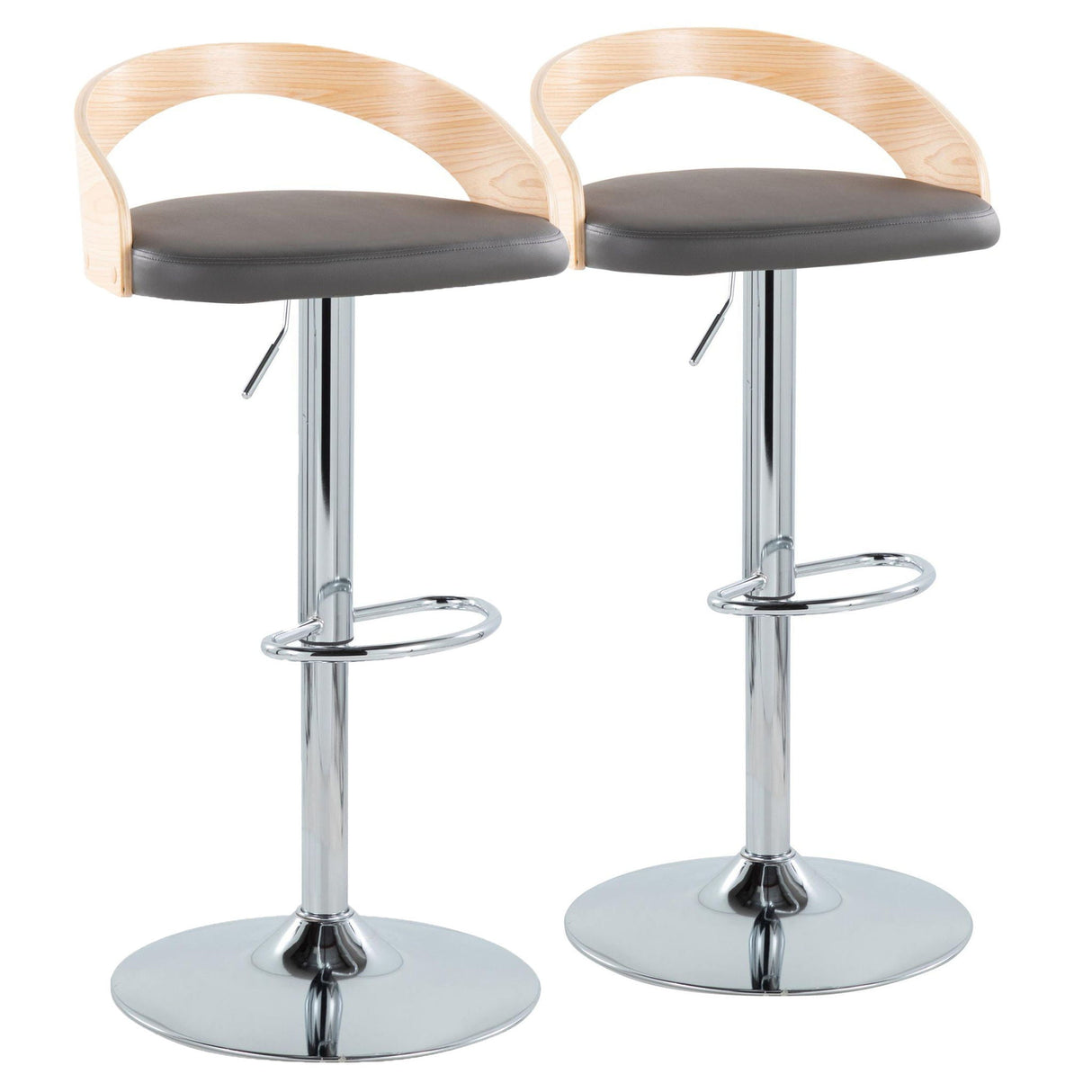 Grotto - Mid Century Modern Adjustable Height Barstool & Swivel With Oval Footrest (Set of 2) by Couch.com