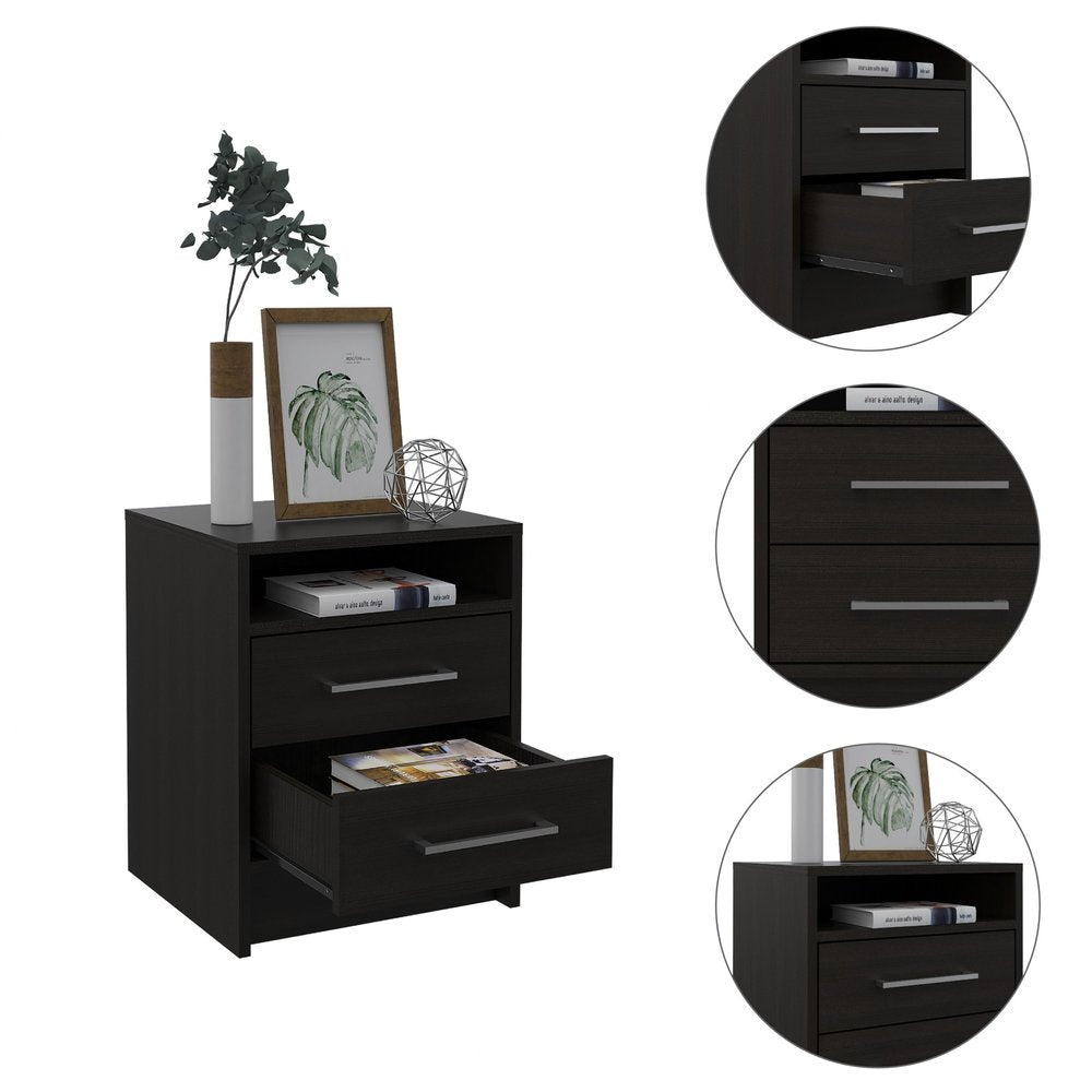 20" Wood Two Drawer Nightstand