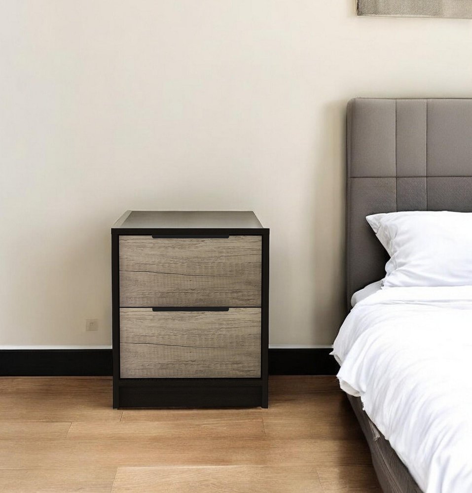 19" Wood Two Drawer Nightstand