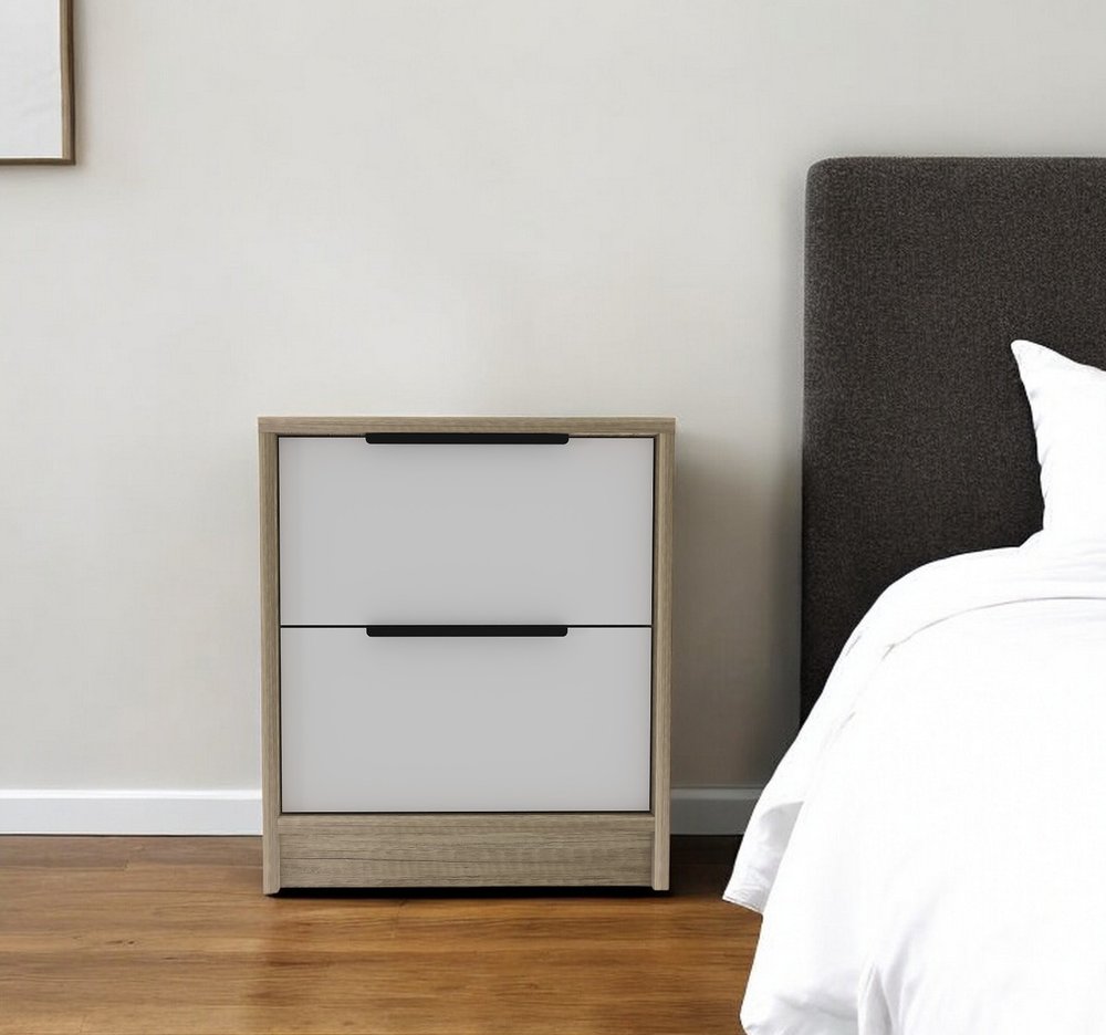 19" Wood Two Drawer Nightstand