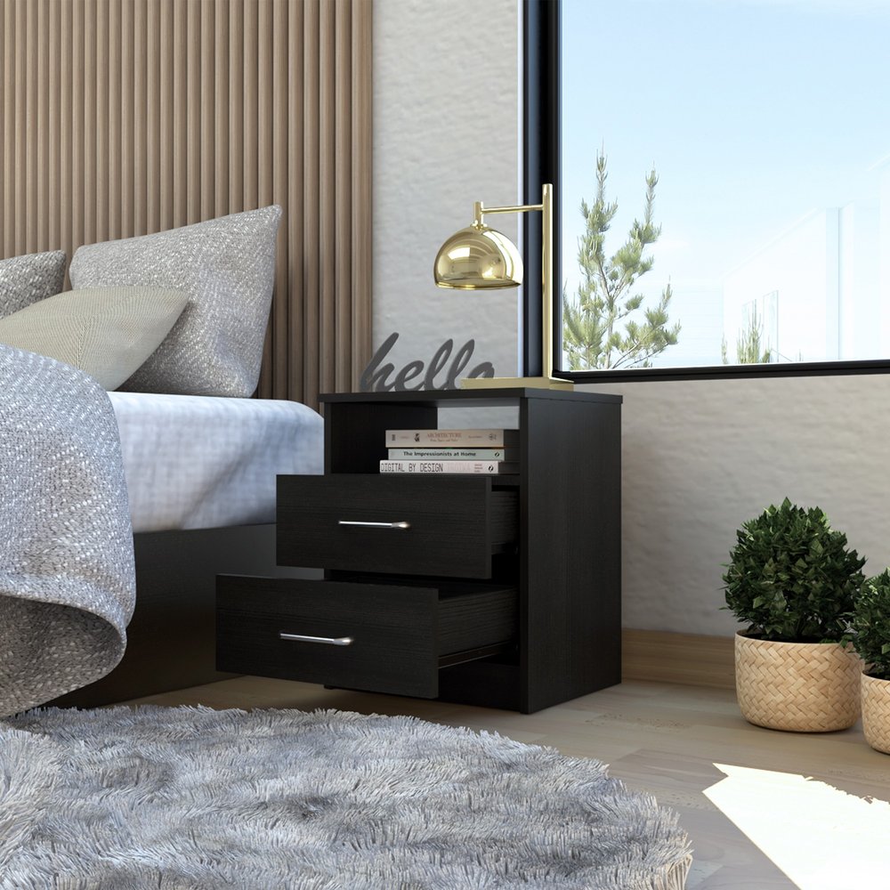 20" Wood Two Drawer Nightstand