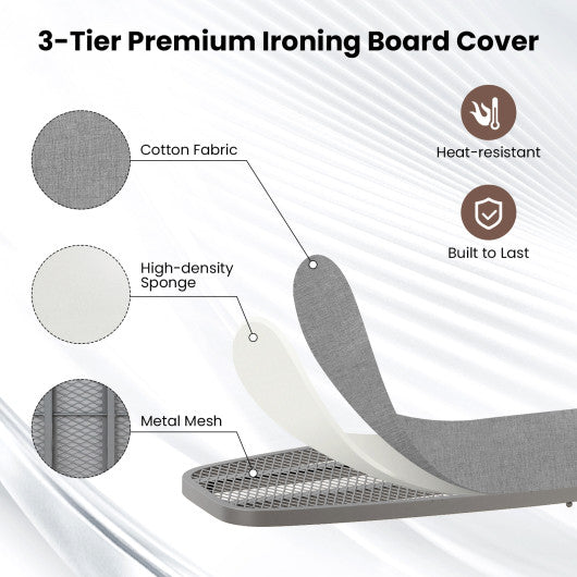 Over the Door Ironing Board Space-Saving Metal Hanging Ironing Board-Gray