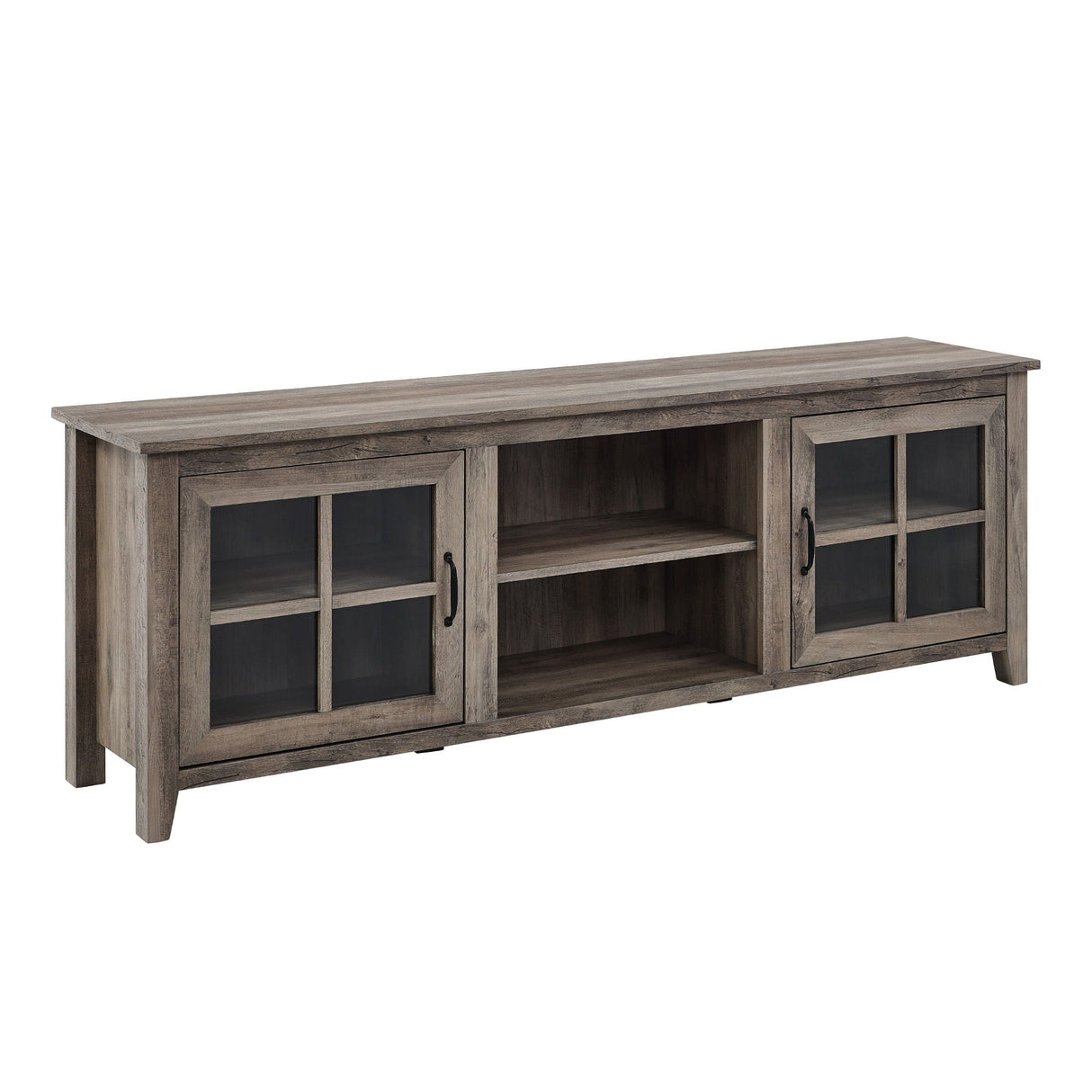 Modern Farmhouse 2 Door Glass Windowpane 70" TV Stand For 80" TVs by Couch.com