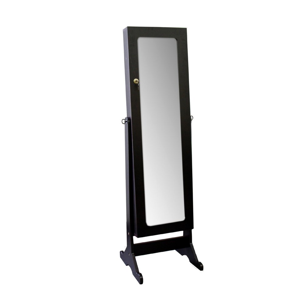 57" Brown Wood Freestanding Framed Cheval Mirror
