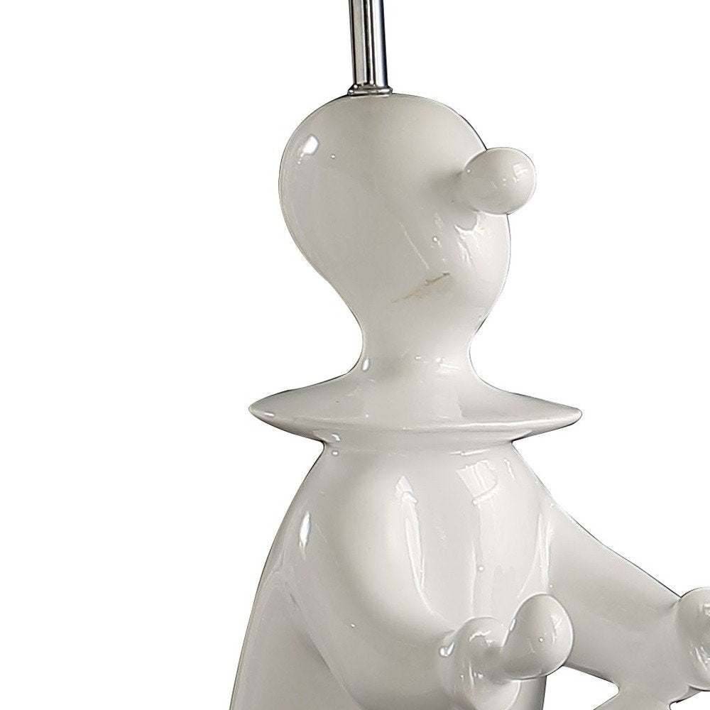 21" White Novelty Clown Table Lamp With White Empire Shade