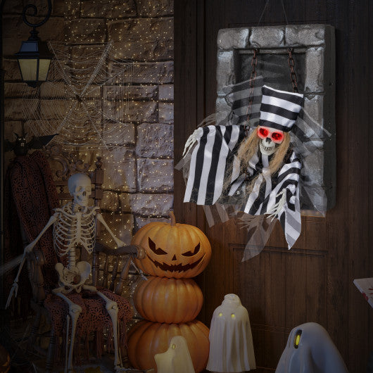 Animated Halloween Decoration 18 Inch Hanging Skull Prisoner
