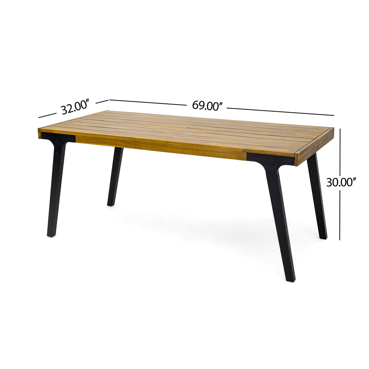 Acacia Wood Patio Dining Table, 69'L Rectangle Outdoor Table