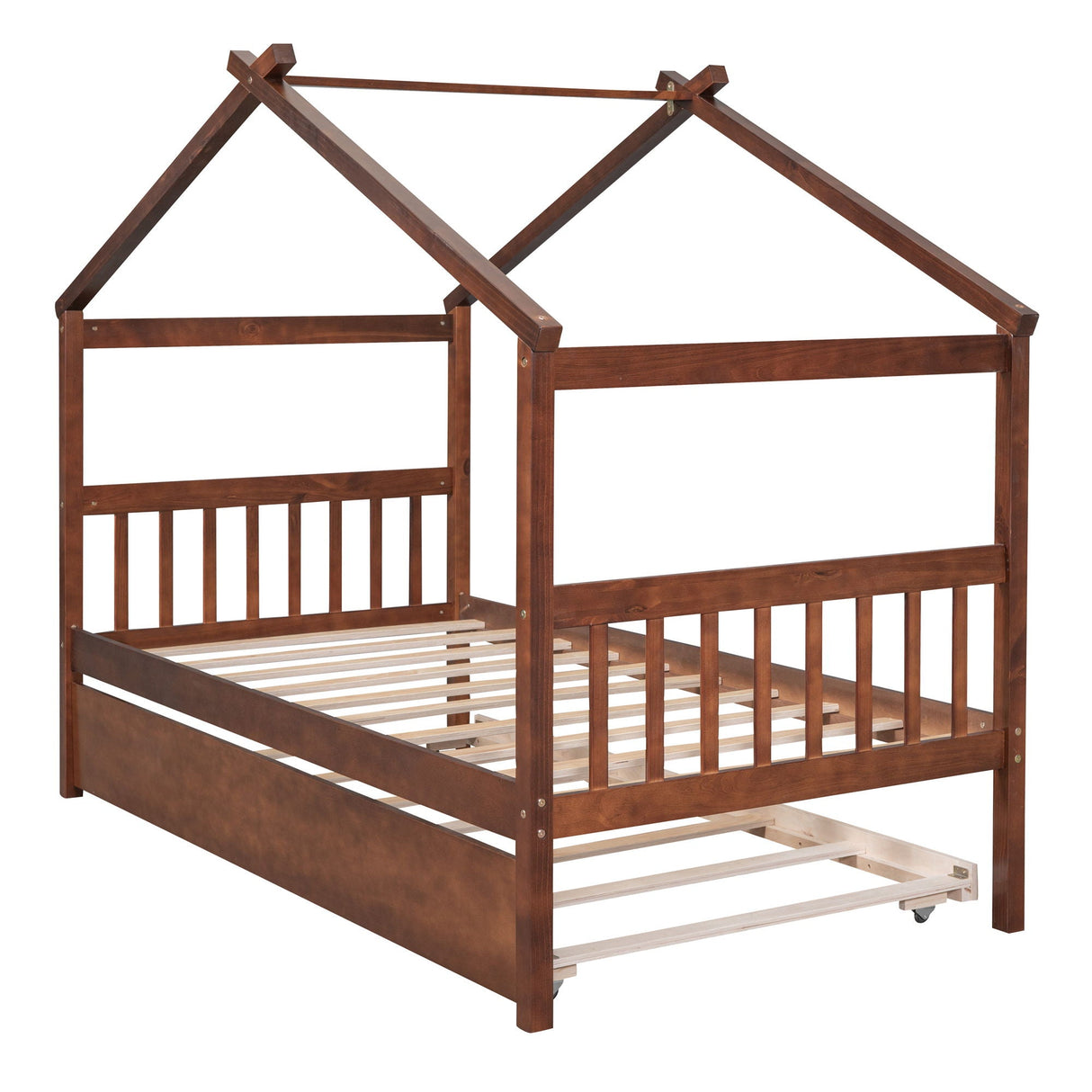 Wooden House Bed With Twin Size Trundle by Couch.com