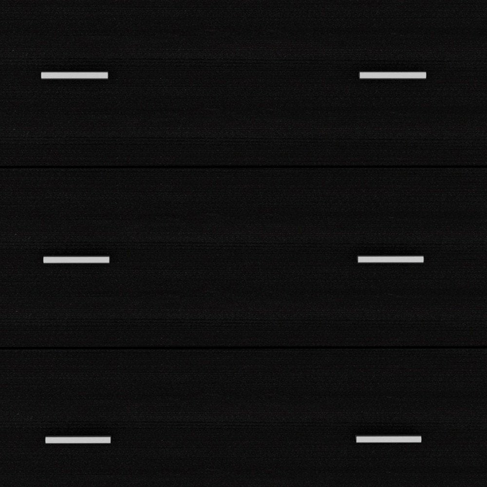31" Black Wood Three Drawer Dresser