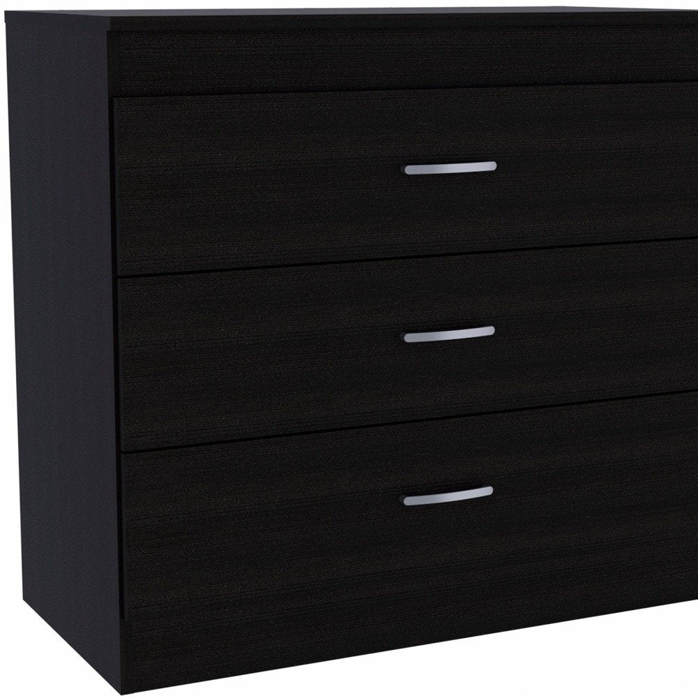 31" Black Wood Three Drawer Dresser