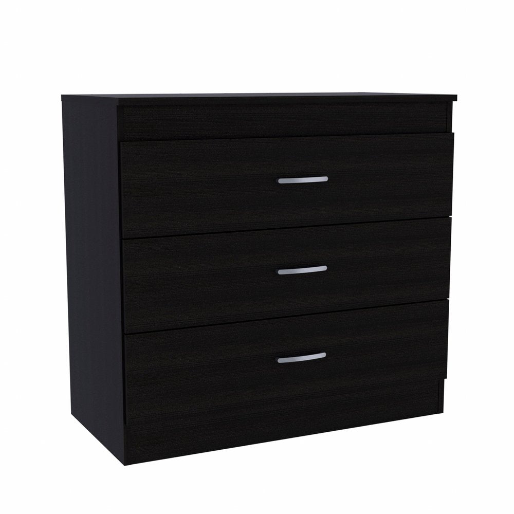 31" Black Wood Three Drawer Dresser