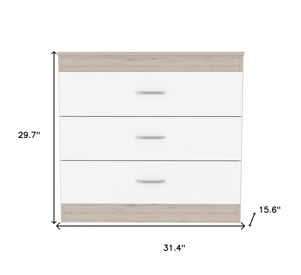 31" Light Gray Wood Three Drawer