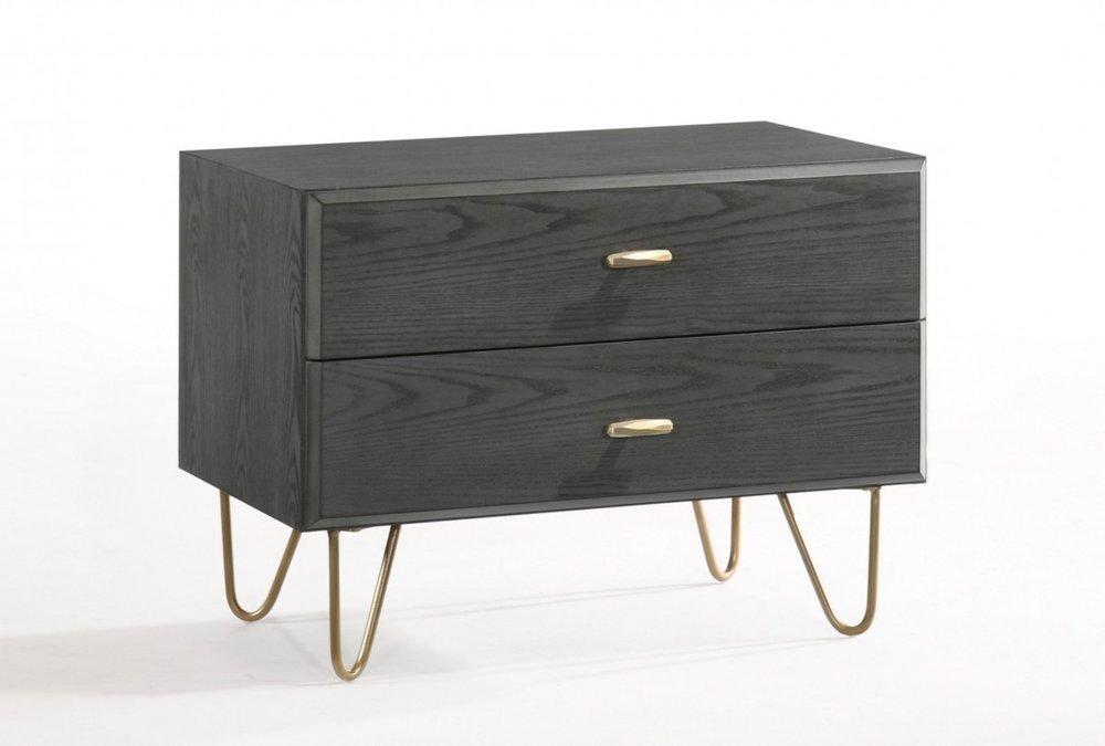 18" Wood Two Drawer Nightstand