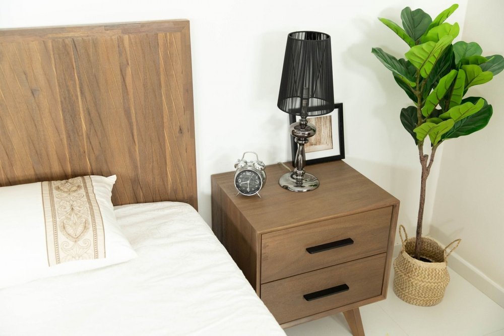 24" Solid Wood and Wood Two Drawer Nightstand