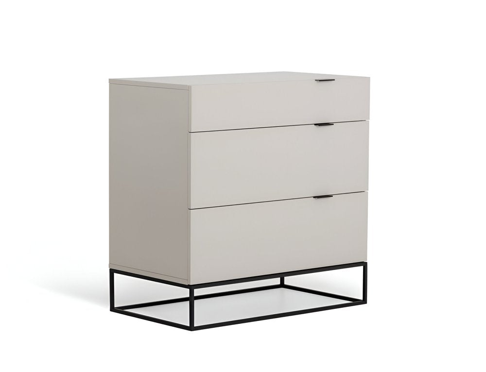 32" Gray Wood Three Drawer Dresser