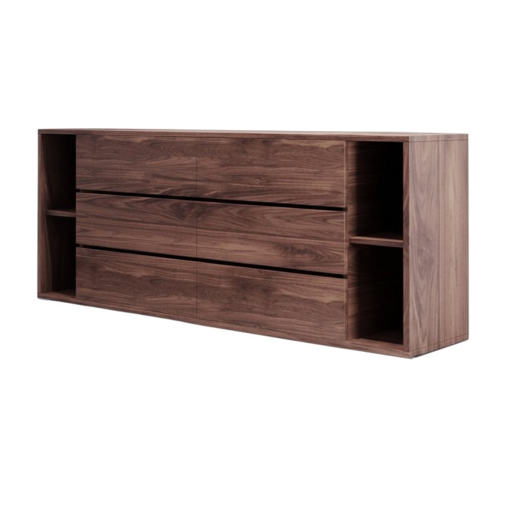 63" Brown Solid Wood Six Drawer Double Dresser