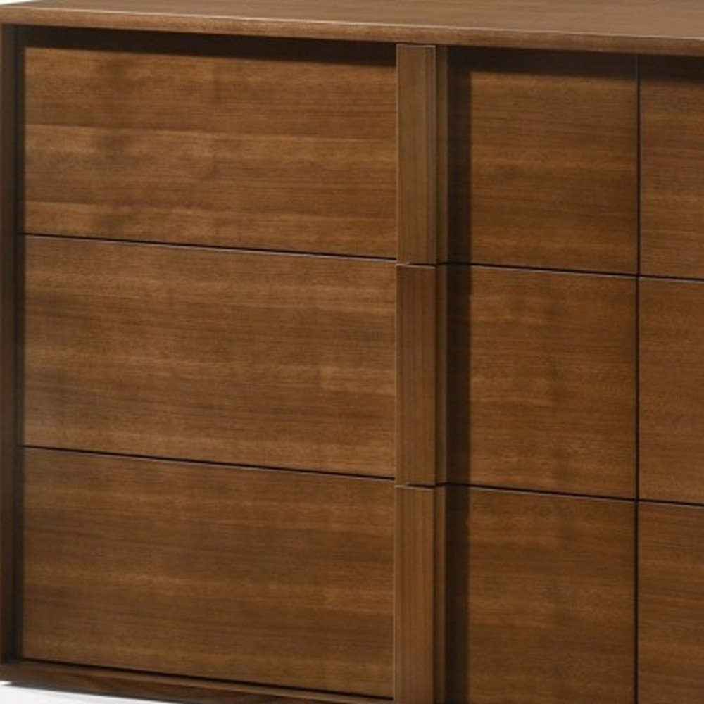 65" Brown Solid Wood Six Drawer Double Dresser