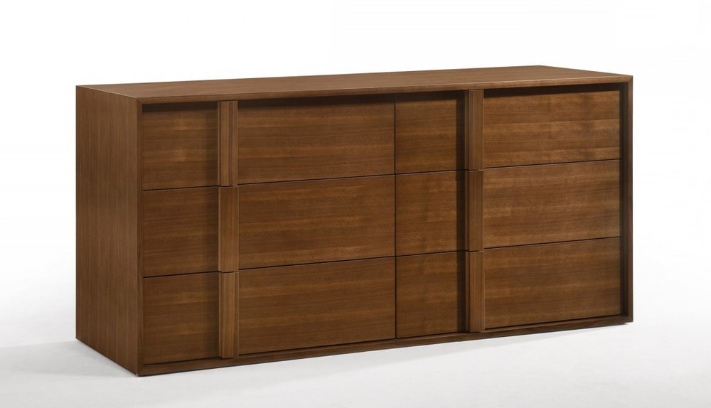 65" Brown Solid Wood Six Drawer Double Dresser