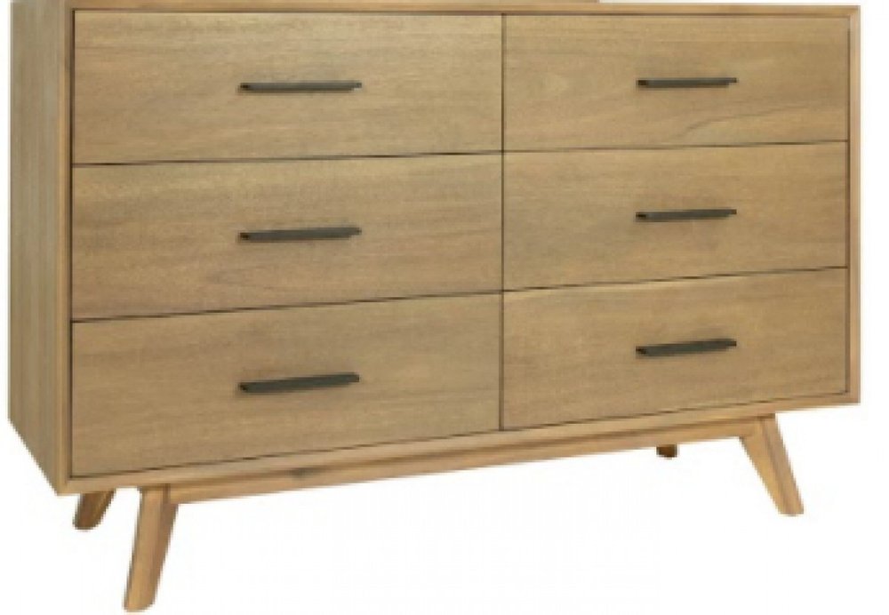 53" Brown Solid Wood Six Drawer Double Dresser