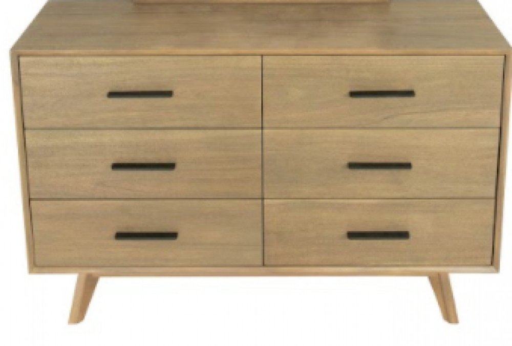 53" Brown Solid Wood Six Drawer Double Dresser