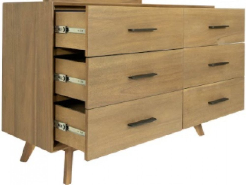 53" Brown Solid Wood Six Drawer Double Dresser