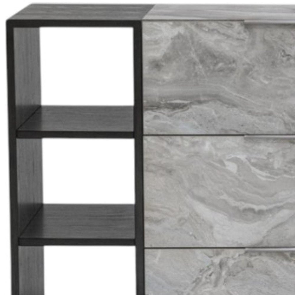 63" Gray Wood Six Drawer Double Dresser