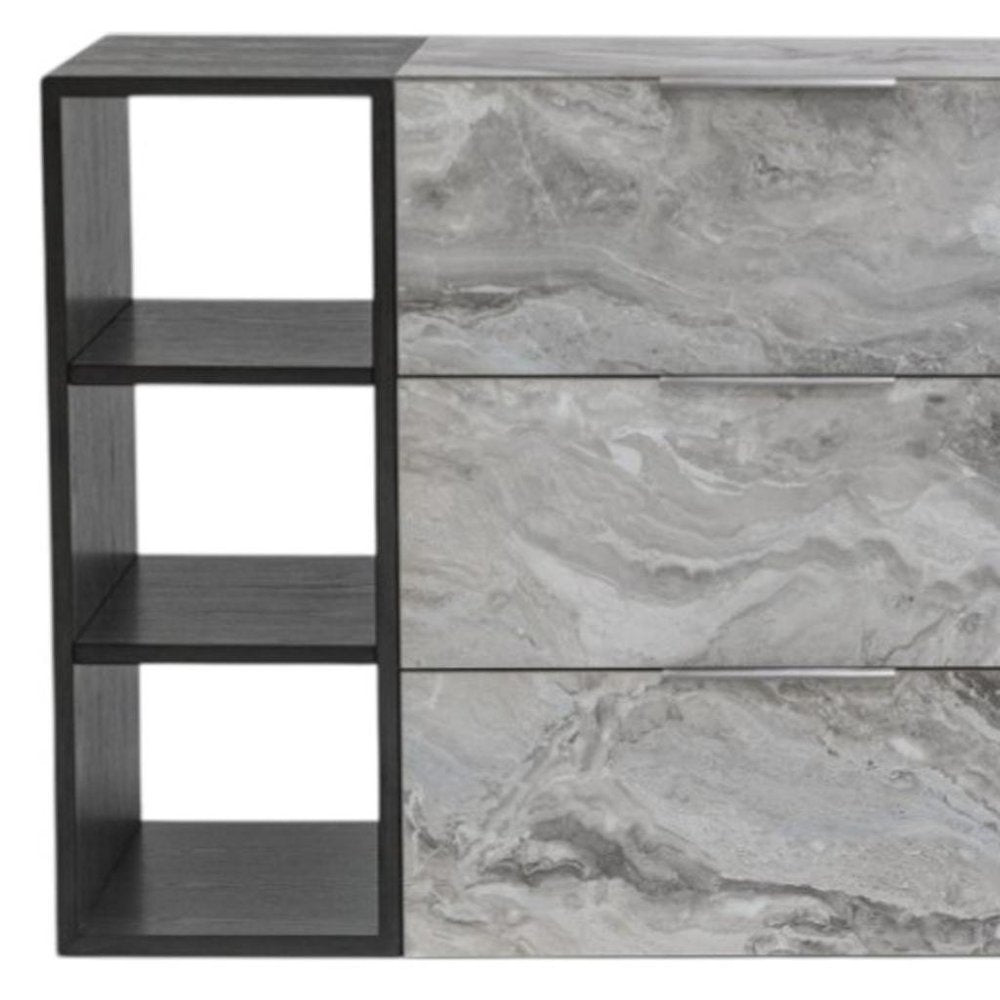 63" Gray Wood Six Drawer Double Dresser