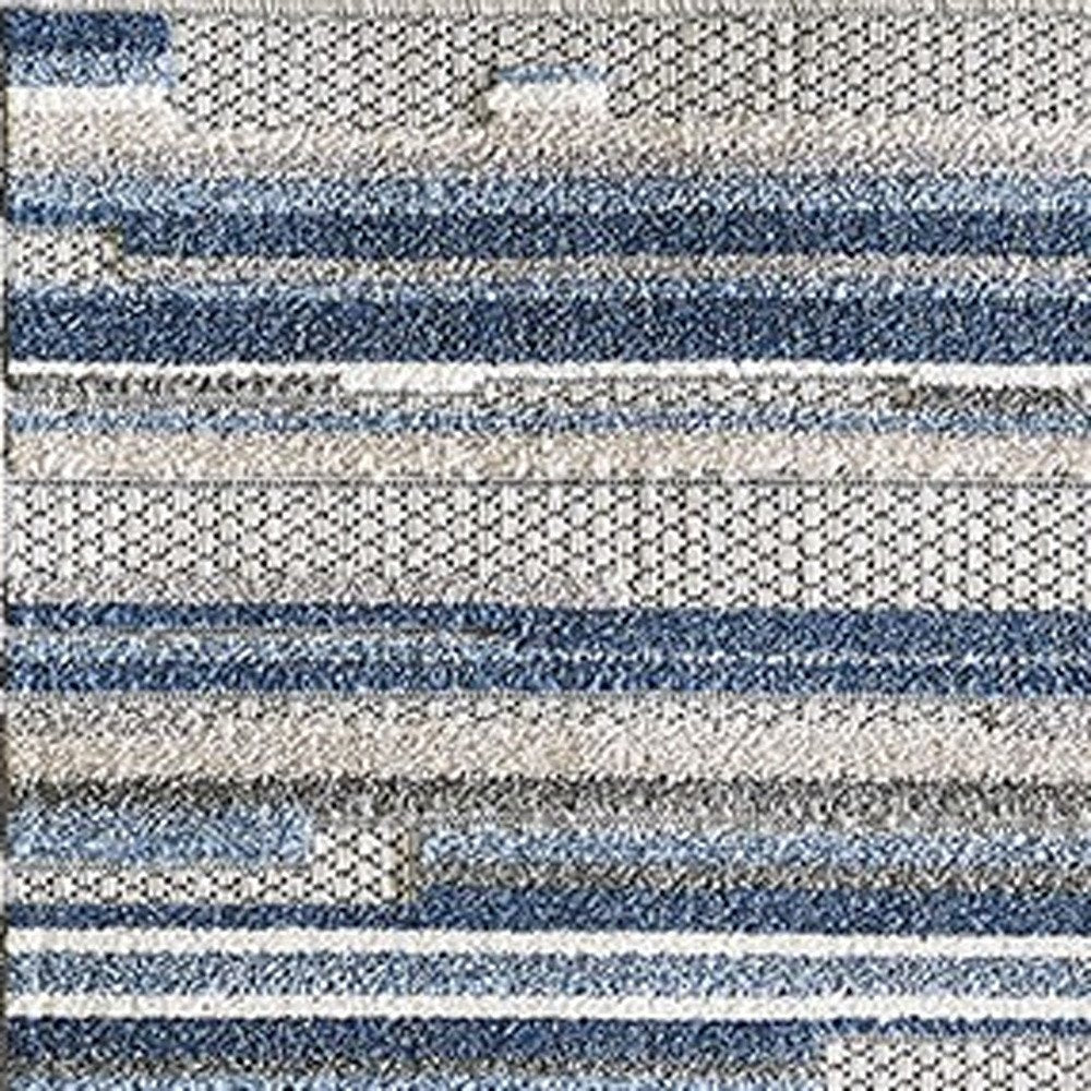 3' X 5' Blue Abstract Stain Resistant Indoor Outdoor Area Rug