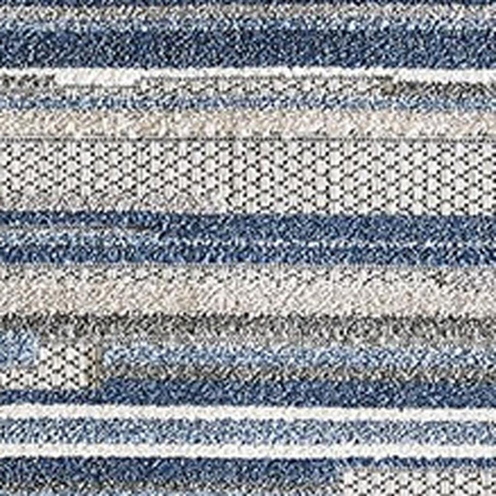 5' X 7' Blue Abstract Stain Resistant Indoor Outdoor Area Rug
