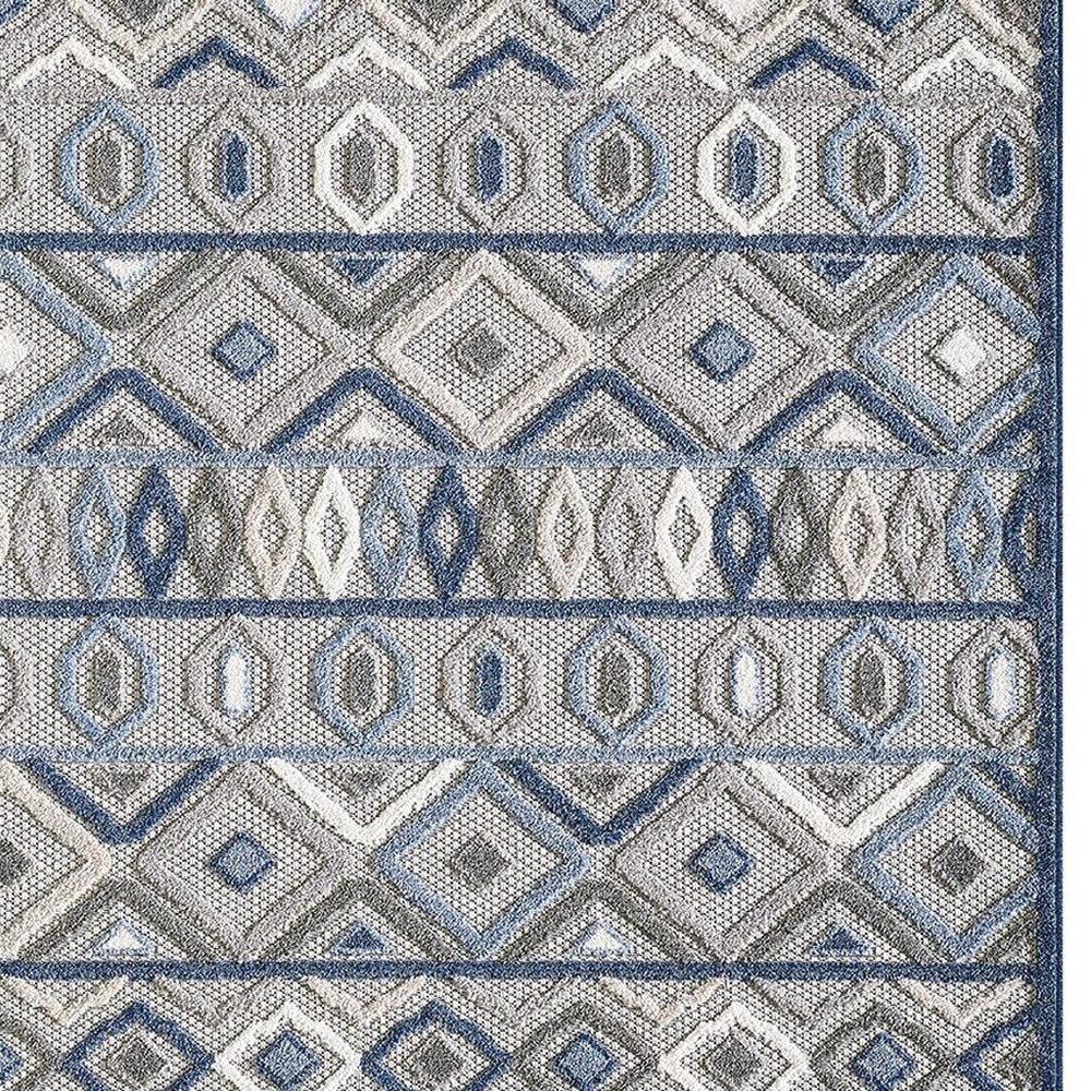 8' X 10' Blue And Gray Abstract Stain Resistant Indoor Outdoor Area Rug
