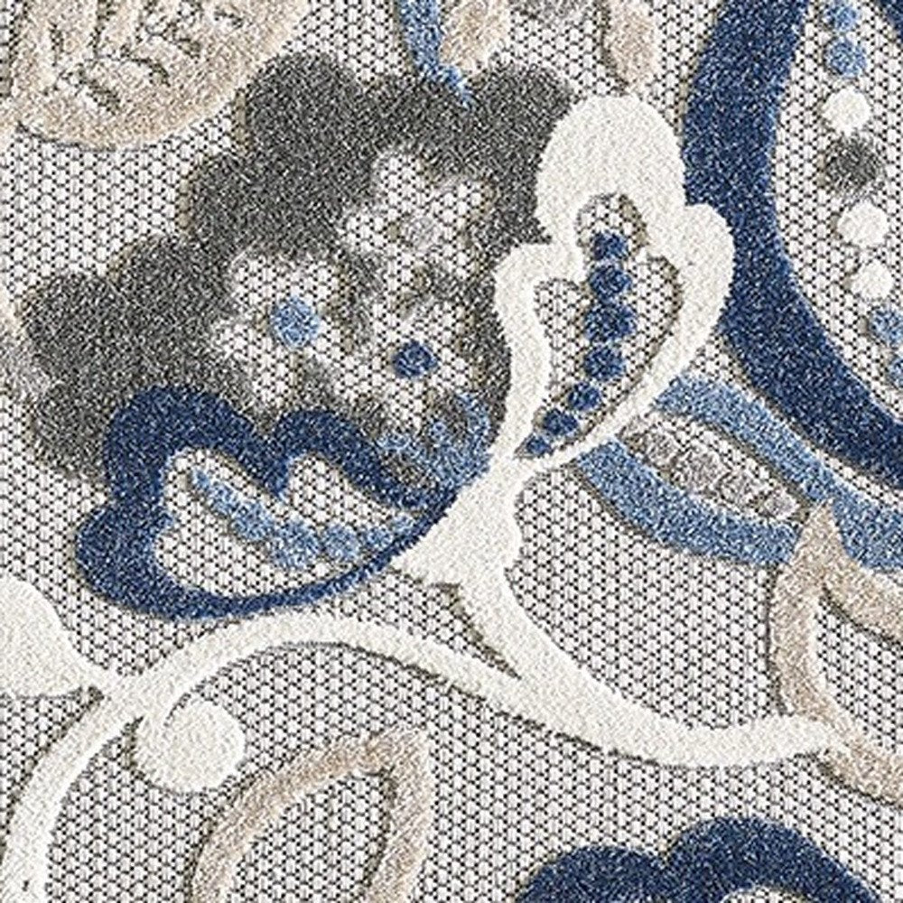 3' X 5' Blue And Gray Indoor Outdoor Area Rug