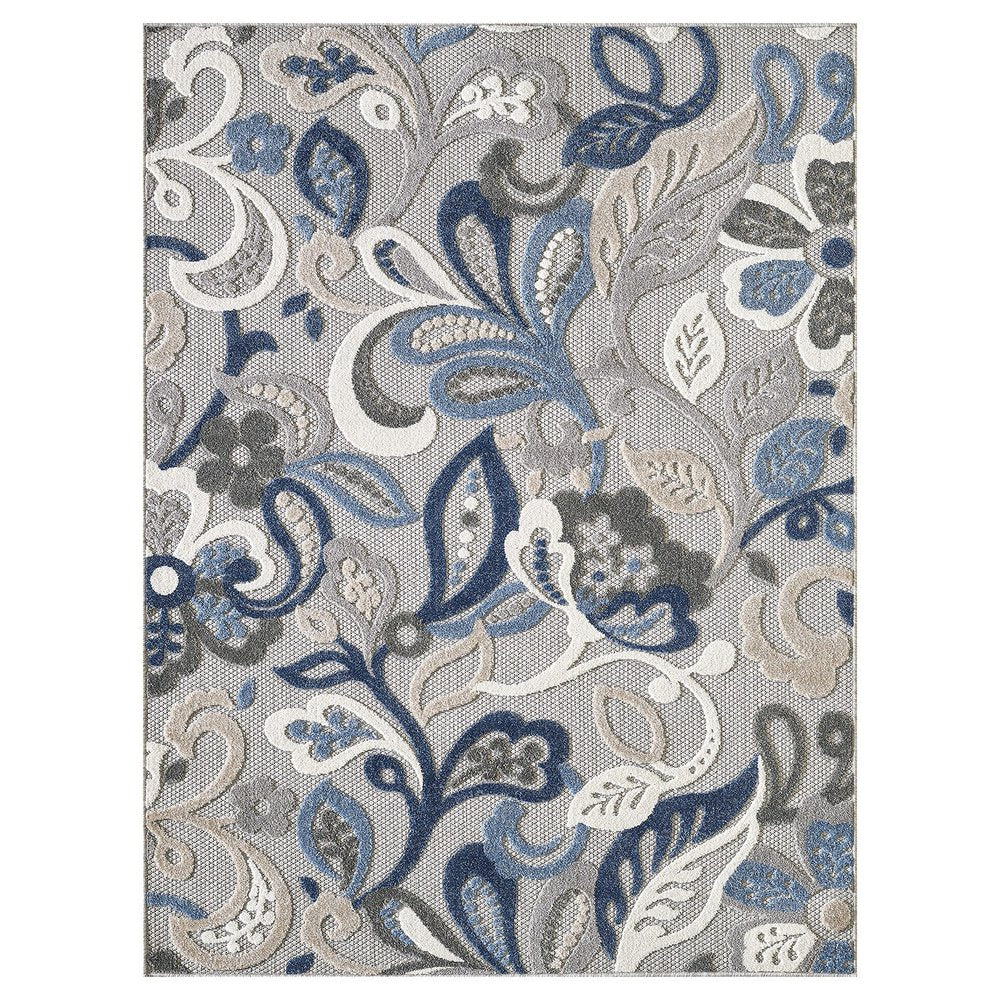 3' X 5' Blue And Gray Indoor Outdoor Area Rug